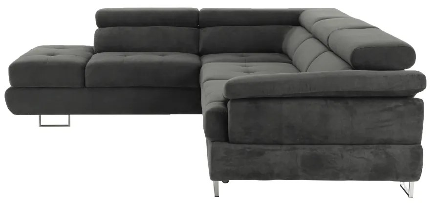 Set canapea cu spaţiu de depozitare, gri, material textil, stânga, BUTON R