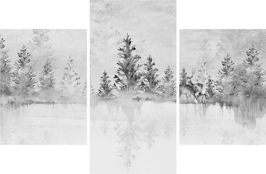 Tablou - Cerb lângă lac (90x60 cm)