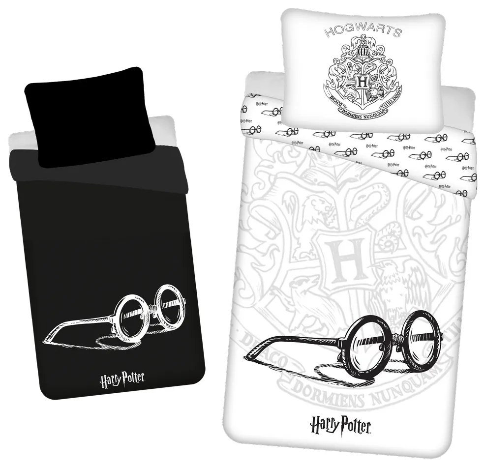 Jerry Fabrics Lenjerie de pat din bumbac luminosHarry Potter, 140 x 200 cm, 70 x 90 cm