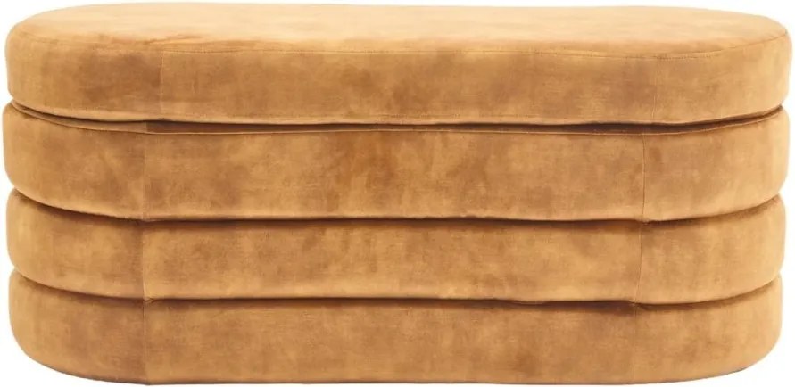 Bancheta cu spatiu de depozitare, Catifea Galben-Mustar, VOQUE 115cm A-46690 VC