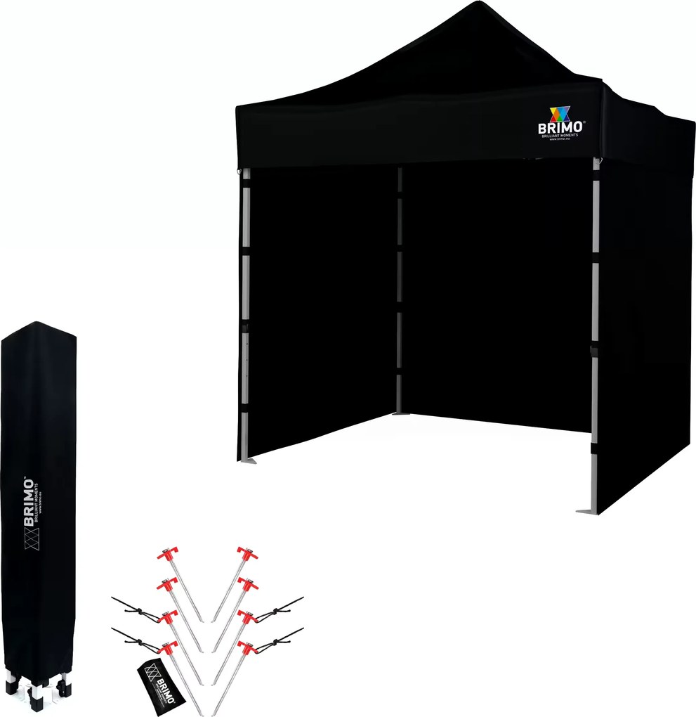 Foișor tip foarfecă 2x2 m Oțel | Dotări profesionale Ridicat în 45 s. - cu 3 pereți - Negru