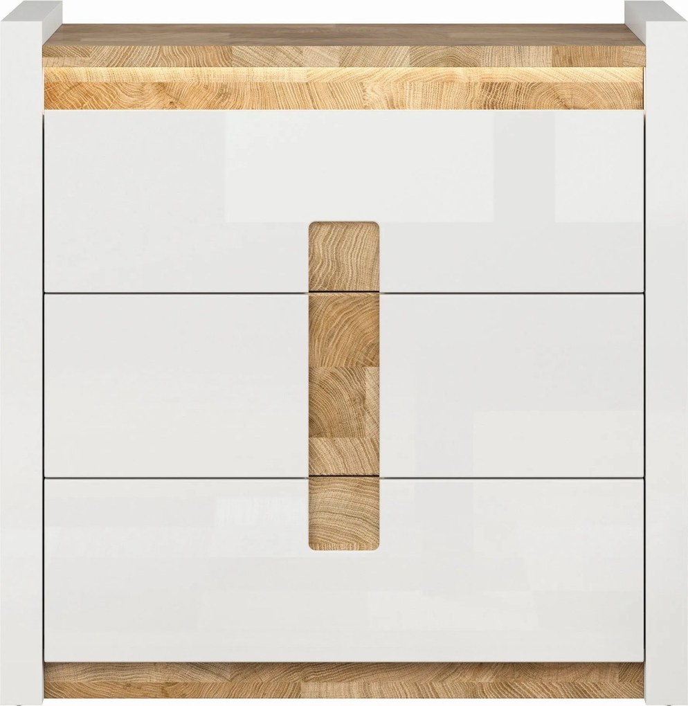 Comoda ALAMEDA, alb/stejar, PAL, 97x41x97 cm