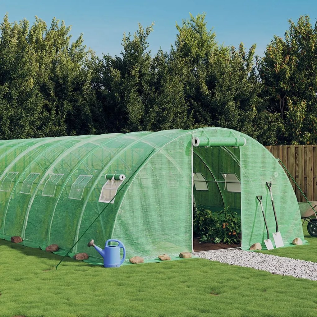 vidaXL Seră cu cadru din oțel, verde, 32 m², 8x4x2 m