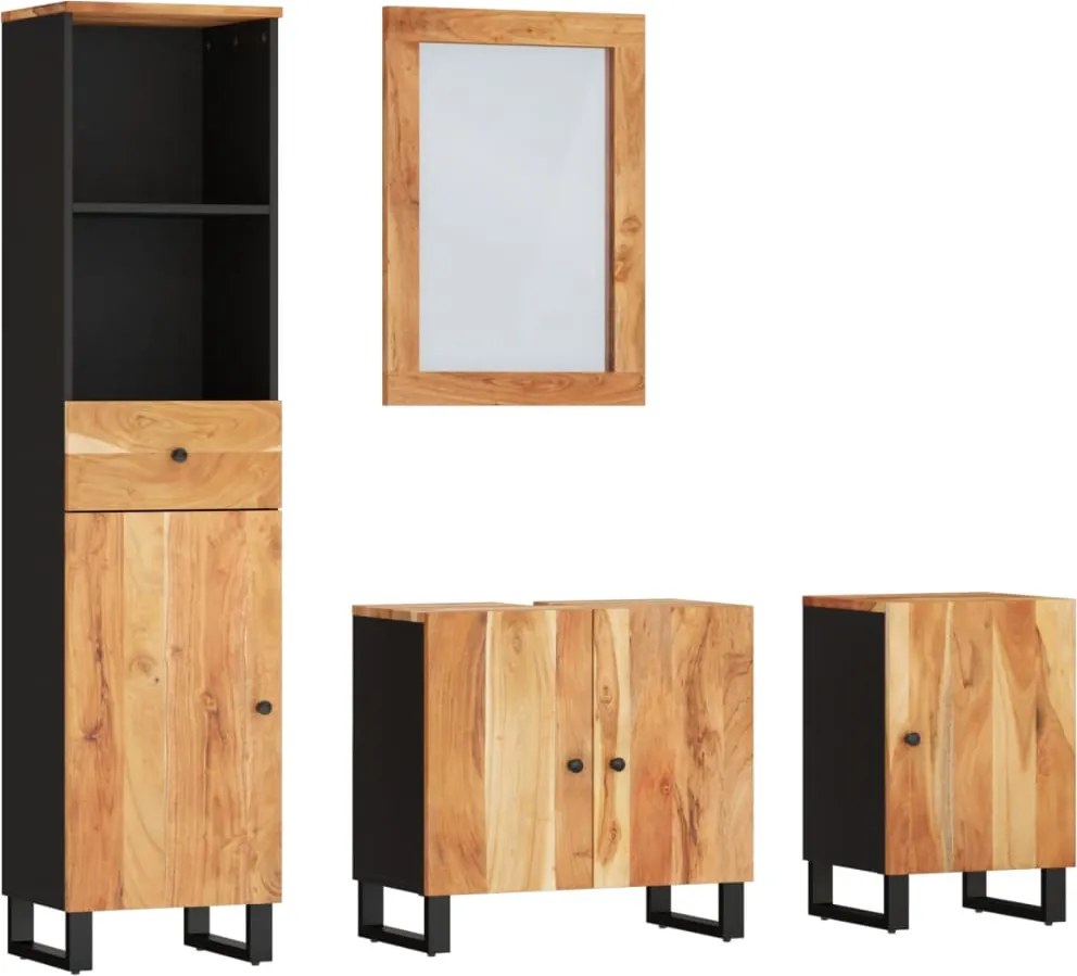 vidaXL Set mobilier de baie, 4 piese, lemn masiv de acacia