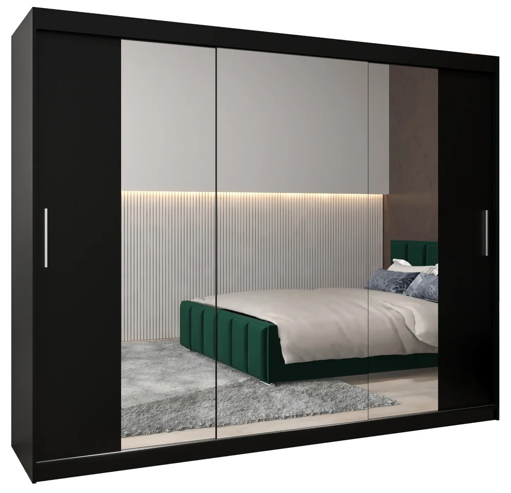 Dulap de haine 250 cm Toki 2 (negru mat + negru mat). 1065032
