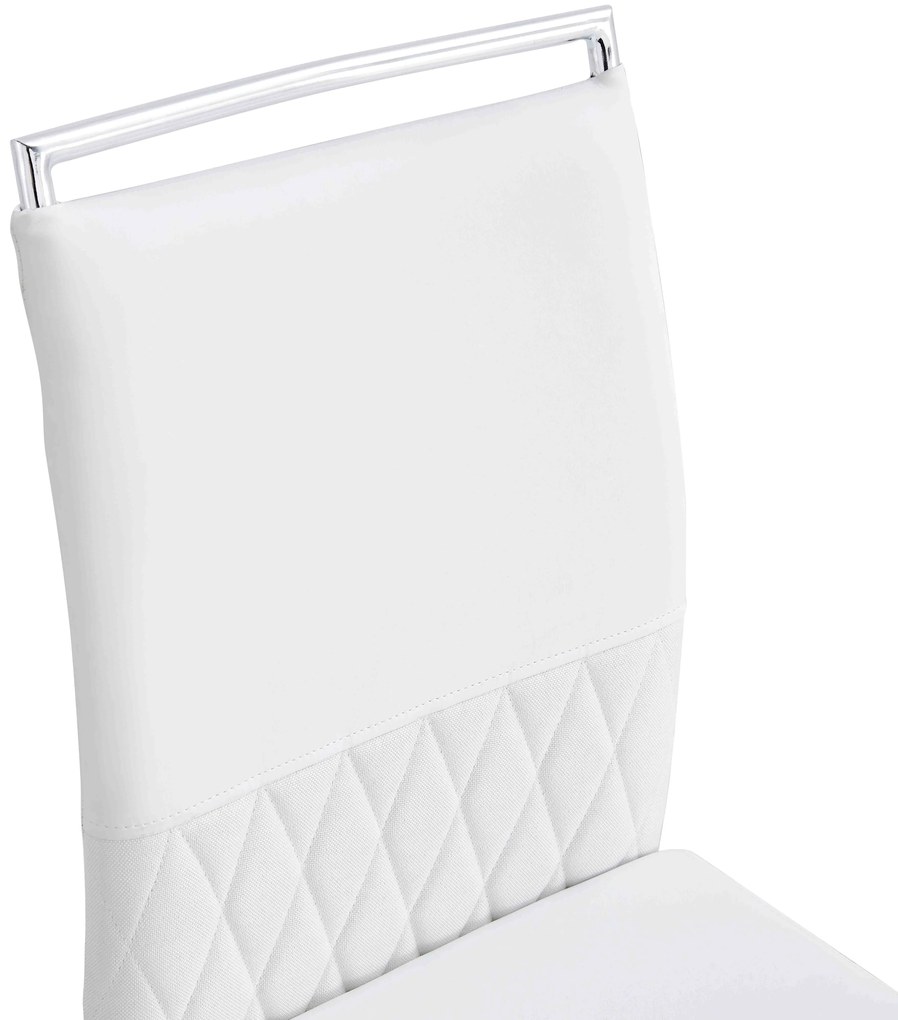 Set de 2 scaune moderne pentru sala de mese, cu spătar înalt, din PU și material textil, pentru bucătărie și birou, Alb