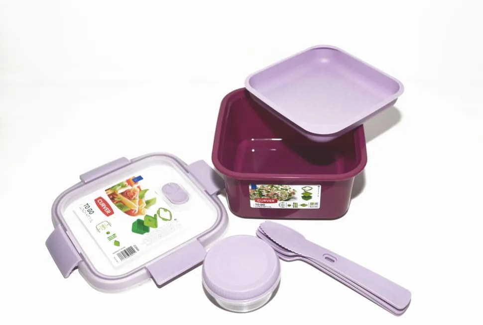 Cutie de călătorie cu tacâmuri SMART TO GO 1,1L - violet