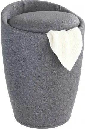 Cos de rufe / Taburet din plastic, tapitat cu stofa, Candy Gri Inchis, Ø36xH50,5 cm
