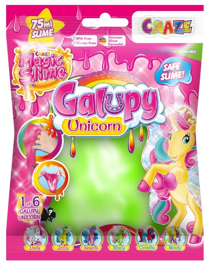 SLIME MAGIC DIVERSE CULORI IN PUNGUTA 75ML CU SURPRIZA FIGURINA UNICORN - CRAZE (CRZ46340)