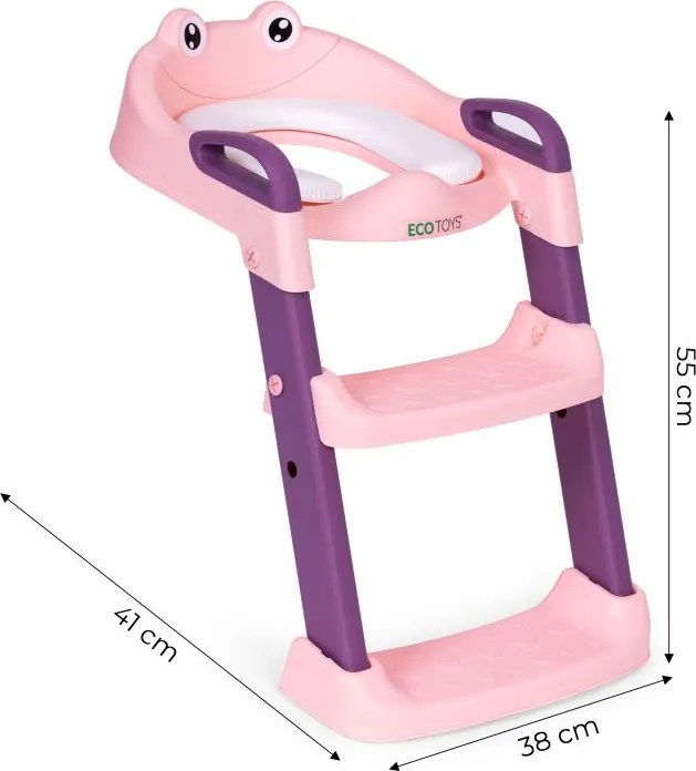Șezut de toaletă pentru copii cu trepte - roz
