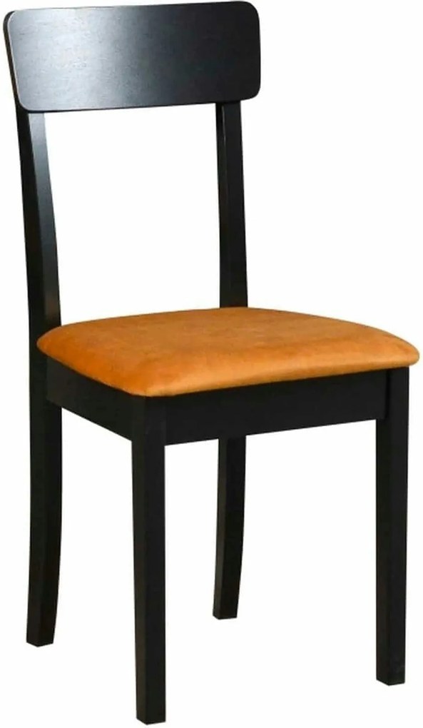 Scaun HUGO 1, galben mustar/negru, stofa catifelata/lemn de fag, 43x40