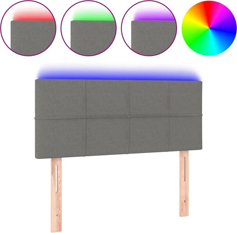 vidaXL Tăblie de pat cu LED, gri închis, 100x5x78/88 cm, textil