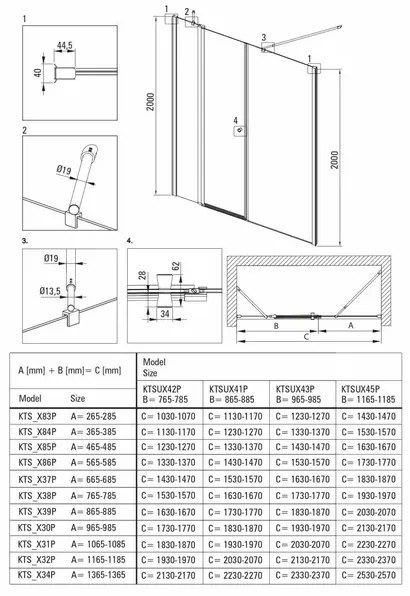Paravan de dus Walk-in Deante Prizma crom periat 100x195 cm