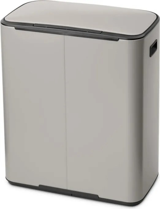 Cos de gunoi Brabantia Bo Pedal 1010450, 2x30 l, Inchidere lina, Baza antiderapanta, Gri deschis