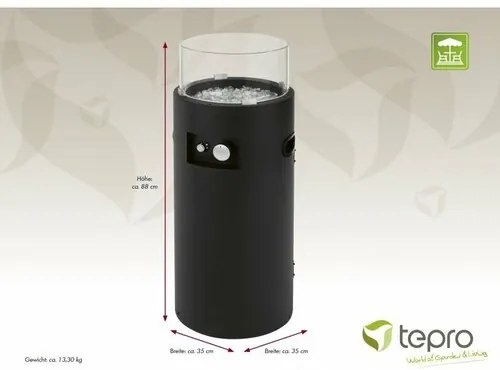 Riverton Focar rotund pentru gaz Ø 35 cm TEPRO3322 , 35 x 35 x 88 cm