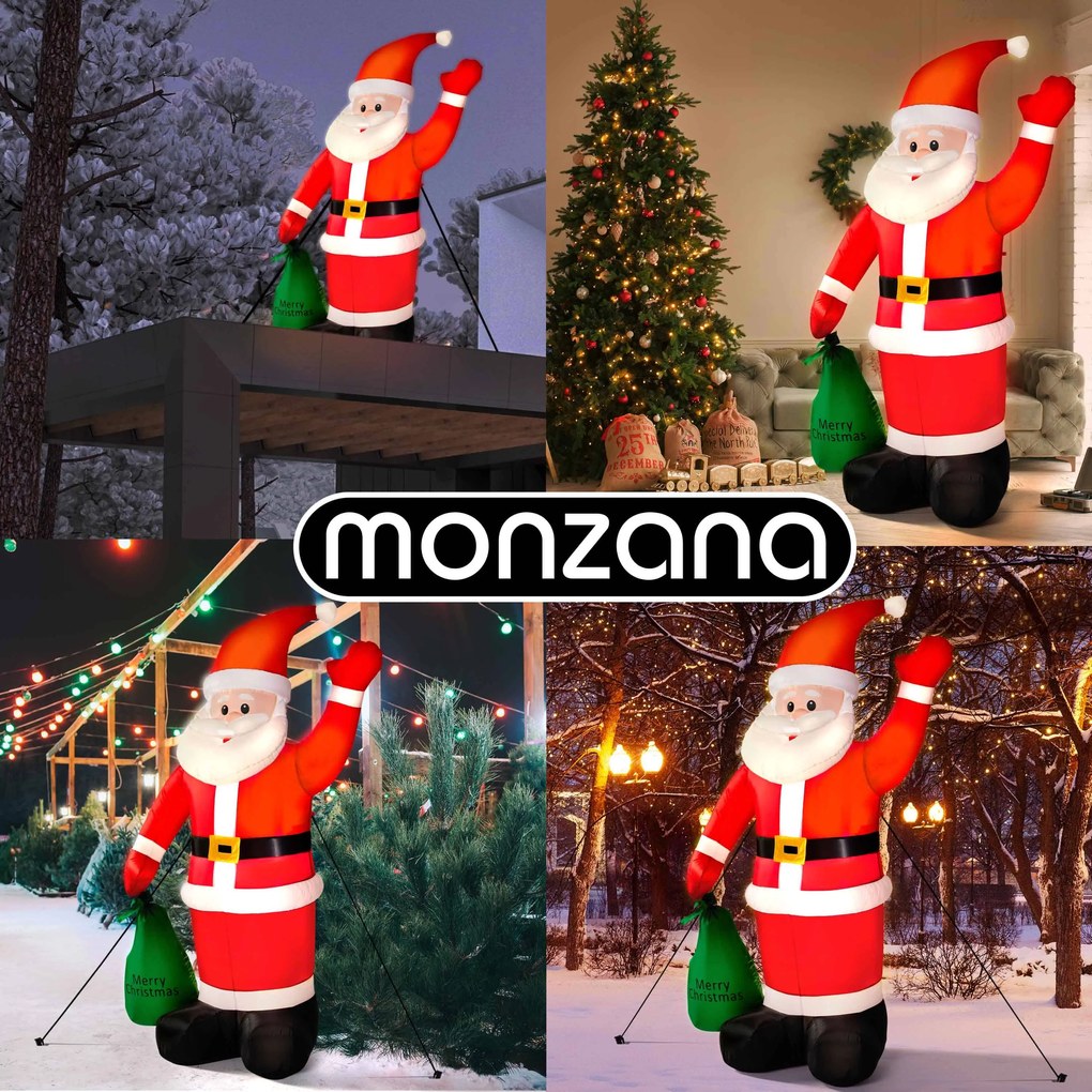 Monzana Moș Crăciun gonflabil cu iluminare, 180cm, roșu