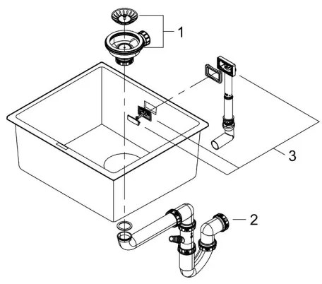 GROHE 31653AP0 - Chiuvetă K700U 457 × 406 mm, piatră/negru