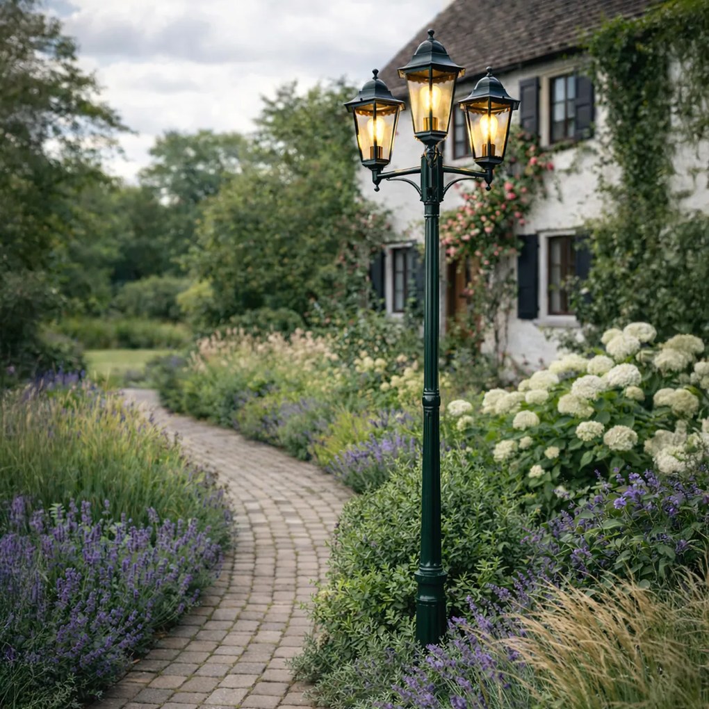 Lanternă rustică de exterior verde închis cu 3 lumini IP44 - New Orleans