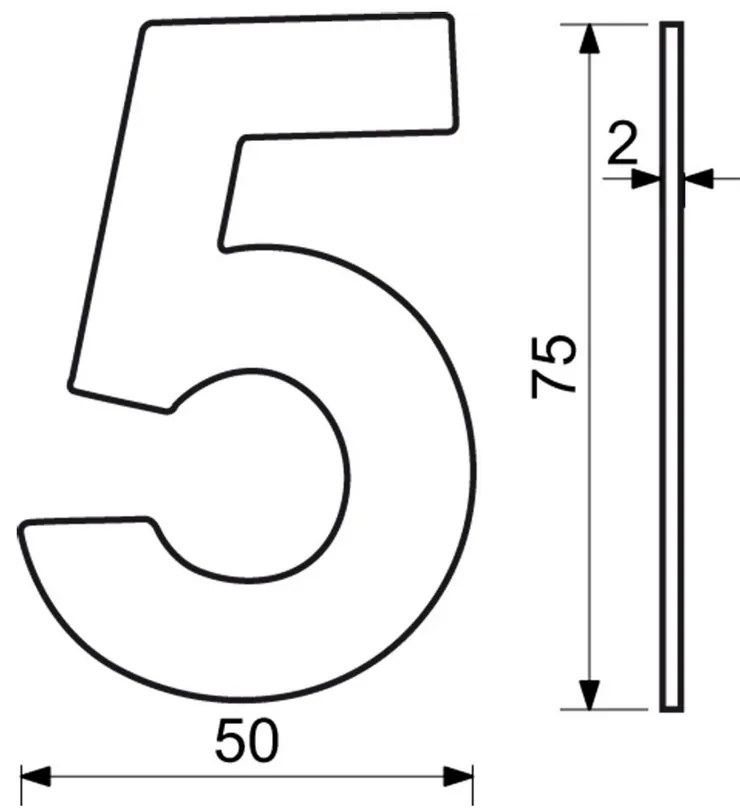 Număr casă 5", RN.75L, negru"