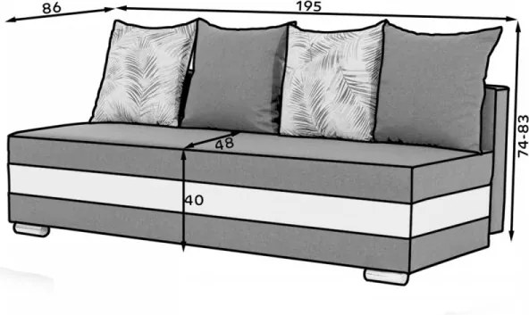 Canapea Calia extensibil, 86x48x83 cm – Sawana 21, Soft 17, Jungle 32