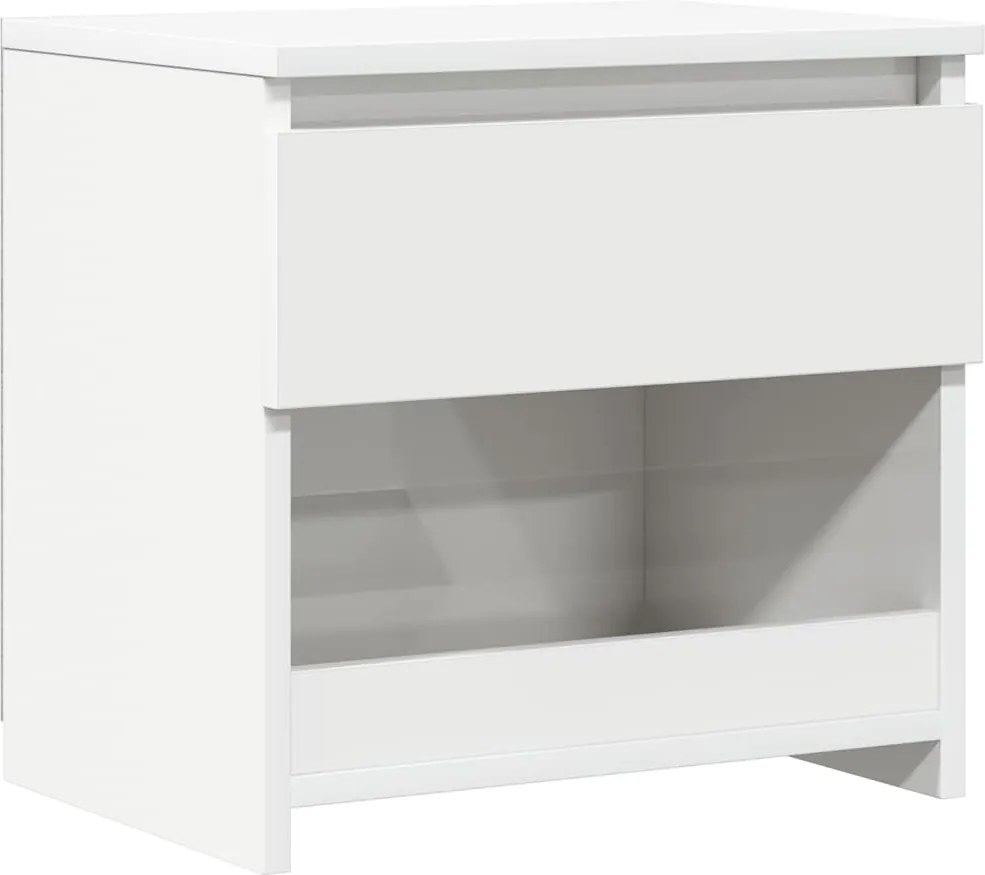 vidaXL Noptieră, alb extralucios, 40x30x39 cm, lemn prelucrat