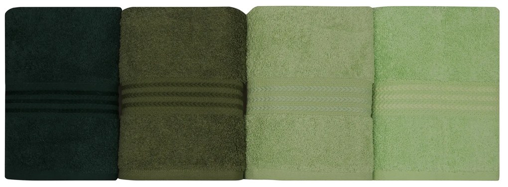 Set 4 prosoape haaus Rainbow, Verde, 100% bumbac, 50 x 90 cm