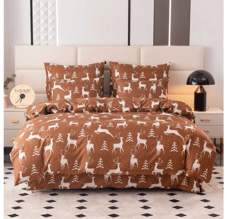 Lenjerie de pat din microfibra WHITE DEER maro Dimensiune lenjerie de pat: 2 buc 70 x 90 cm | 200 x 220 cm