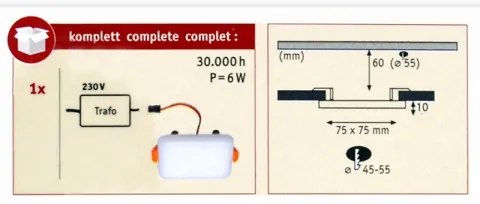 Paulmann 92393 - LED/4,5W IP44 Lampă încastată baie VARIFIT 230V