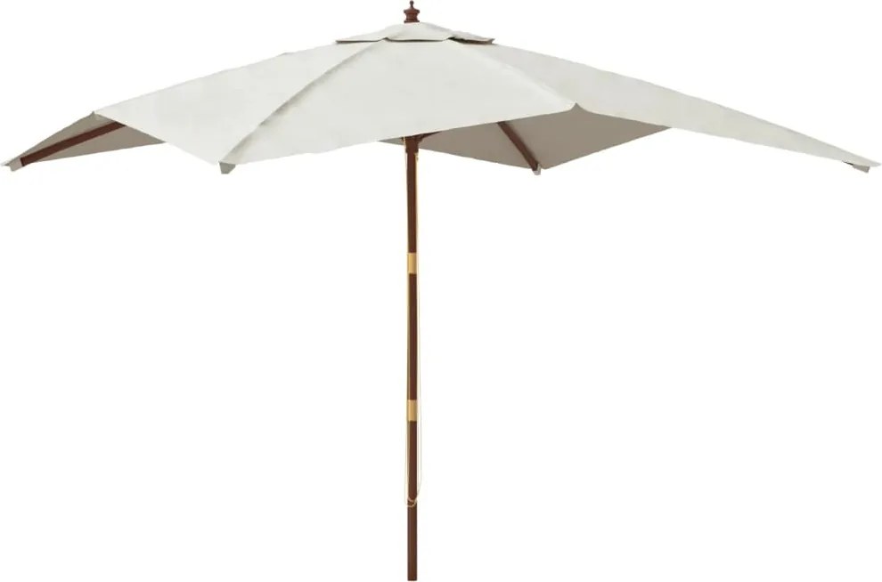 vidaXL Umbrelă de grădină stâlp din lemn, nisipiu, 300x300x273 cm