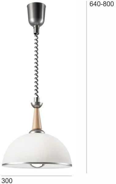 Lustr retractabil CHIARA 1xE27/60W/230V argintiu/stejar