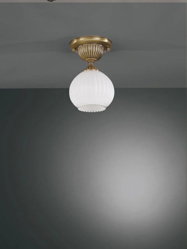 Plafoniera clasica design italian din alama, sticla 9250 RA-PL. 9250/1