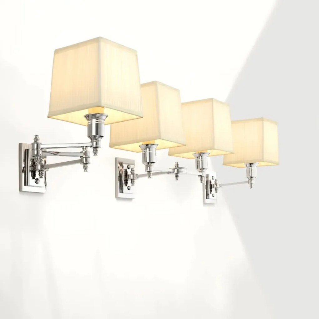 Aplica de perete moderna LUX, finisaj nickel cu abajur alb, Lexington Single 108634 HZ