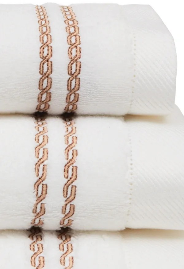 Prosop CHAINE 50 x100 cm Alb – Broderie albastră