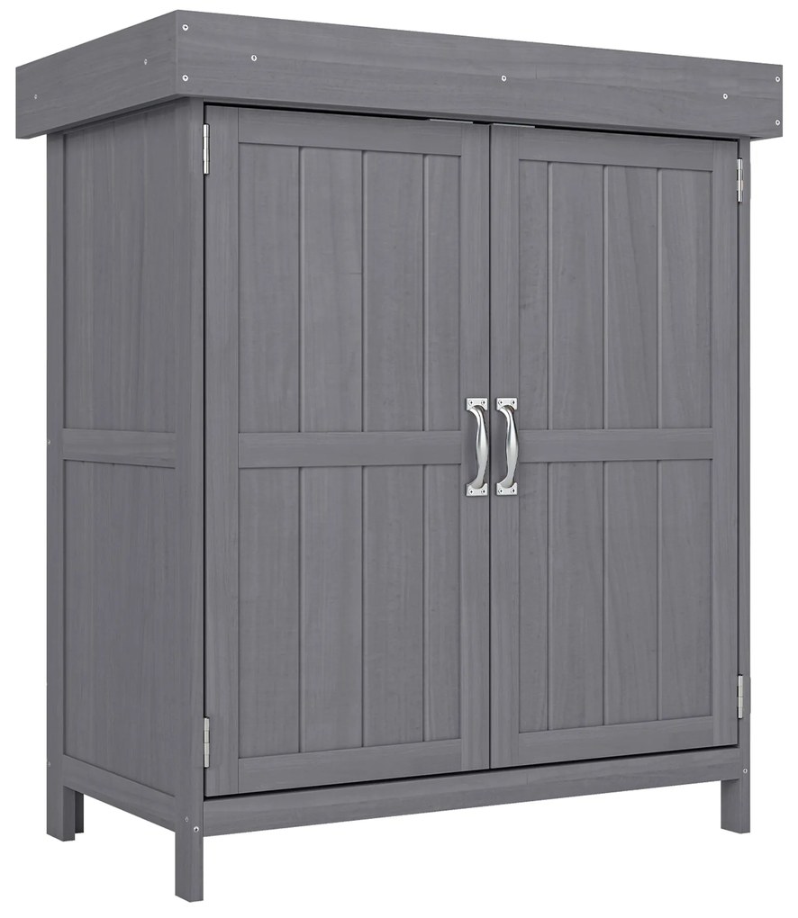 Outsunny Dulap de Gradina cu 2 Rafturi si 2 Usi, Lemn, 74x43x88 cm, culoarea lemnului | Aosom Romania