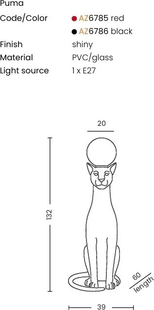 Figurina design decorativ cu iluminat PUMA RED