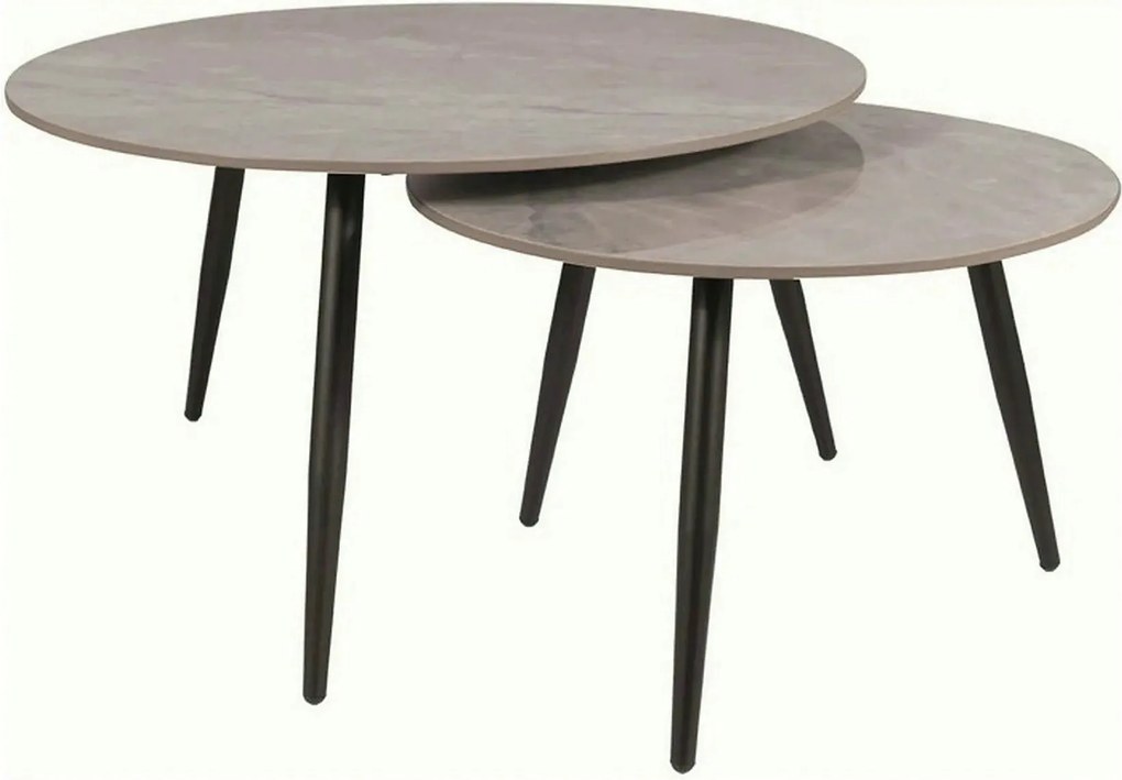 Set 2 masute cafea KORA C, gri/negru, ceramica/metal