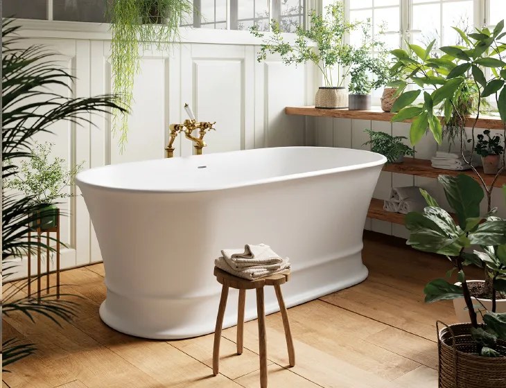 Cada baie freestanding ovala, compozit, 170 x 84 cm, Cast Marble Alcamo 170 x 84 cm