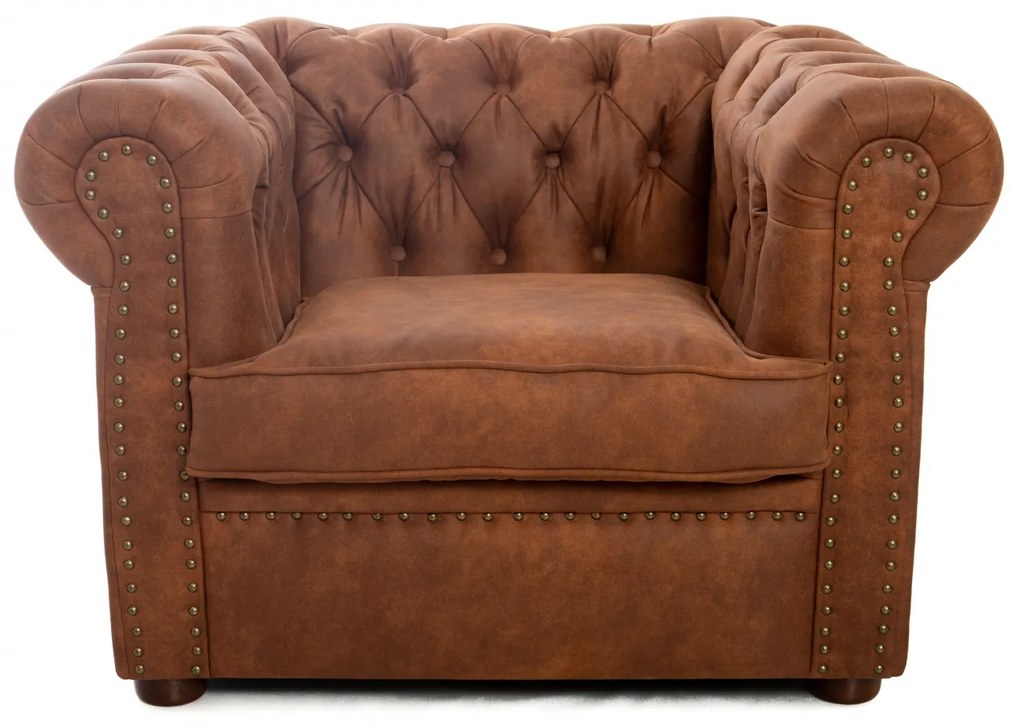 Fotoliu Chesterfield, maro coniac, 94x70x86 cm