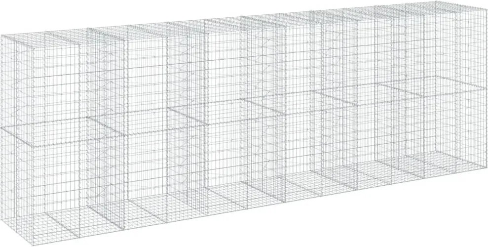 vidaXL Coș gabion cu capac, 600x100x200 cm, fier galvanizat