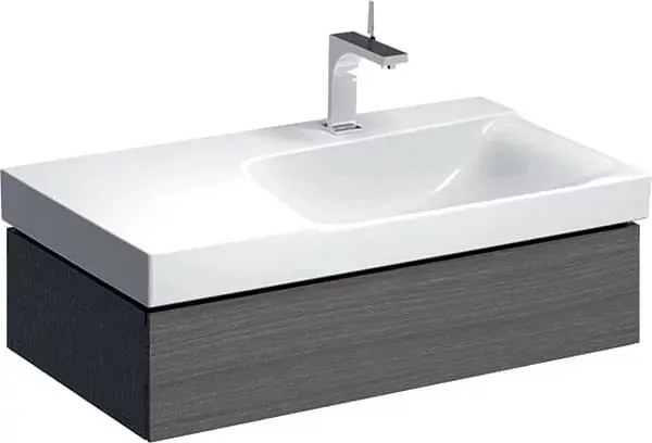 Dulap baza pentru lavoar cu blat suspendat sifon dreapta Geberit Xeno2 gri 1 sertar 88 cm
