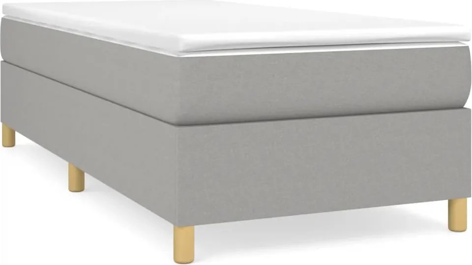 vidaXL Pat box spring cu saltea, gri deschis, 90x190 cm, textil