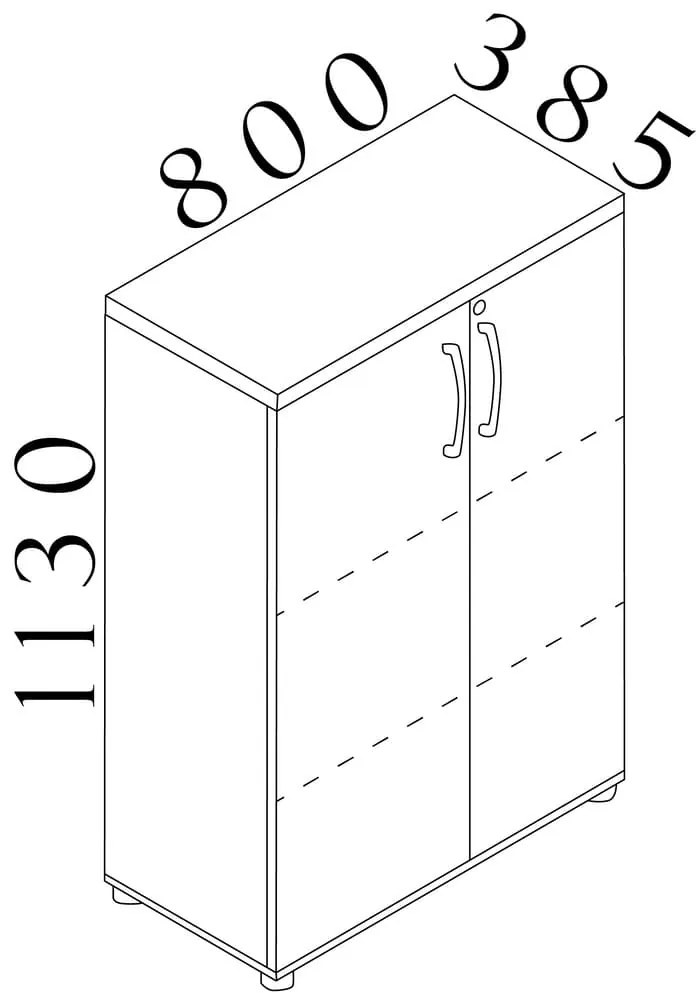 Dulap mediu Visio LUX 80 x 38,5 x 113 cm, nuc