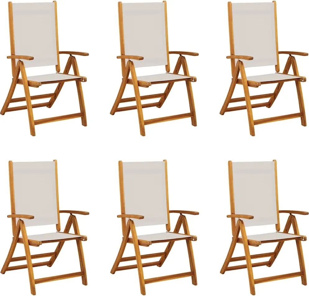 vidaXL Scaune de grădină pliabile 6 buc. lemn masiv acacia & textilenă
