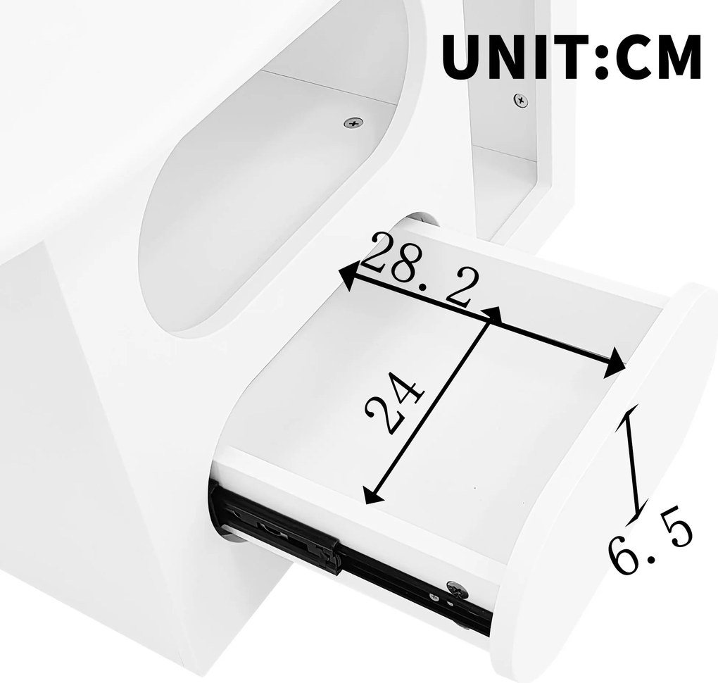 Masă de cafea cu sertare, masă de cafea în formă de nor cu spații de depozitare deschise, 97x45x43,5 cm, Alb