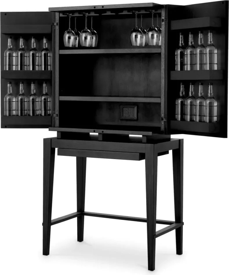 Bufet, Bar design LUX, Furnir de stejar gri carbune, Dimitrios