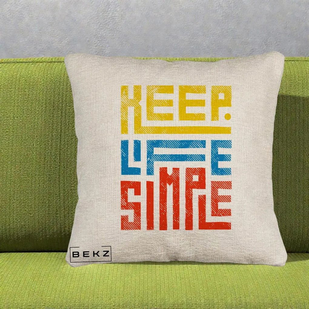 Perna decorativa Keep Life Simple Colorat, 40x40 cm cu Umplutura, Bej Canapea, BEKZ