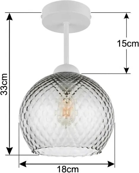 BRILAGI - Lustră LED aplicată R GLASS 1xE27/60W/230V Ø 18 cm alb/gri fumuriu