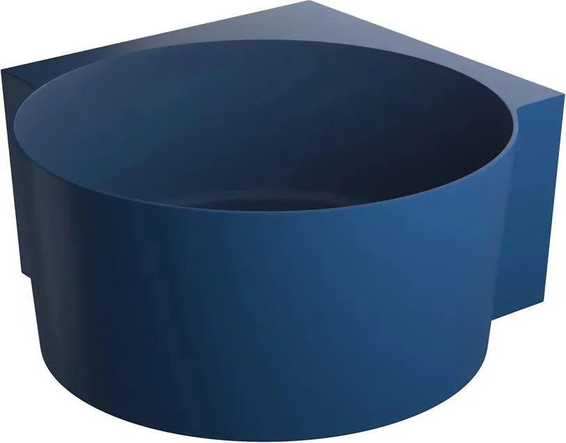 Cada pe colt asimetrica Omnires Ovo M+ compozit albastru midnight blue mat 120x120 cm