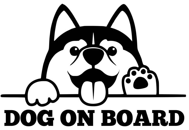 Sticker Auto Decorativ, Dog On Board, Negru Mat, 20×13 cm