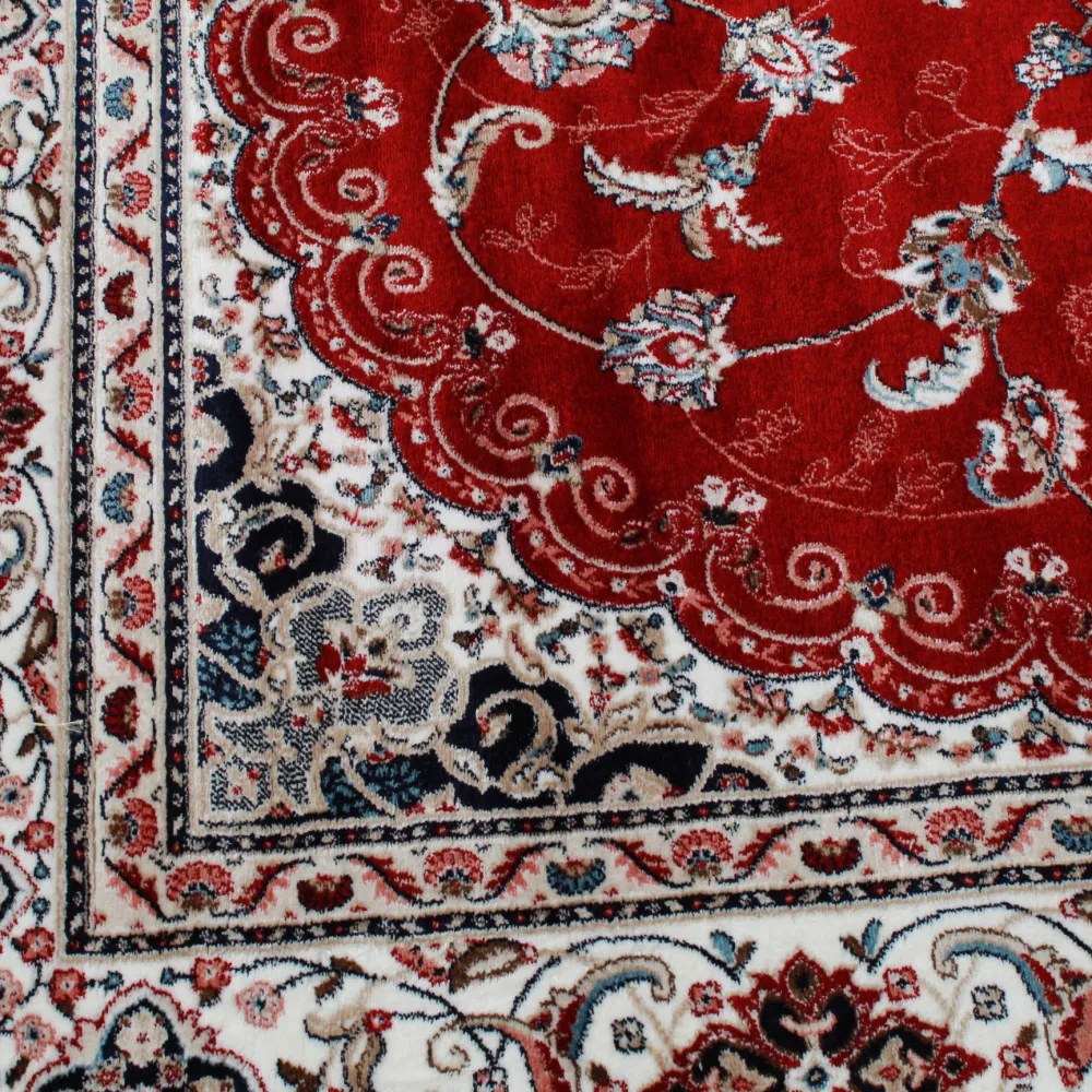 Covor clasic burgundia Isfahan 200x300 covor poliester mecanic pentru living sau dormitor